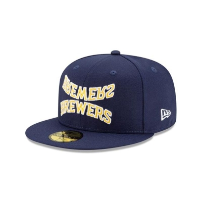 Milwaukee Brewers Gorra | New Era MLB Team Mirror 59fifty Fitted Cap Mexico - Azules